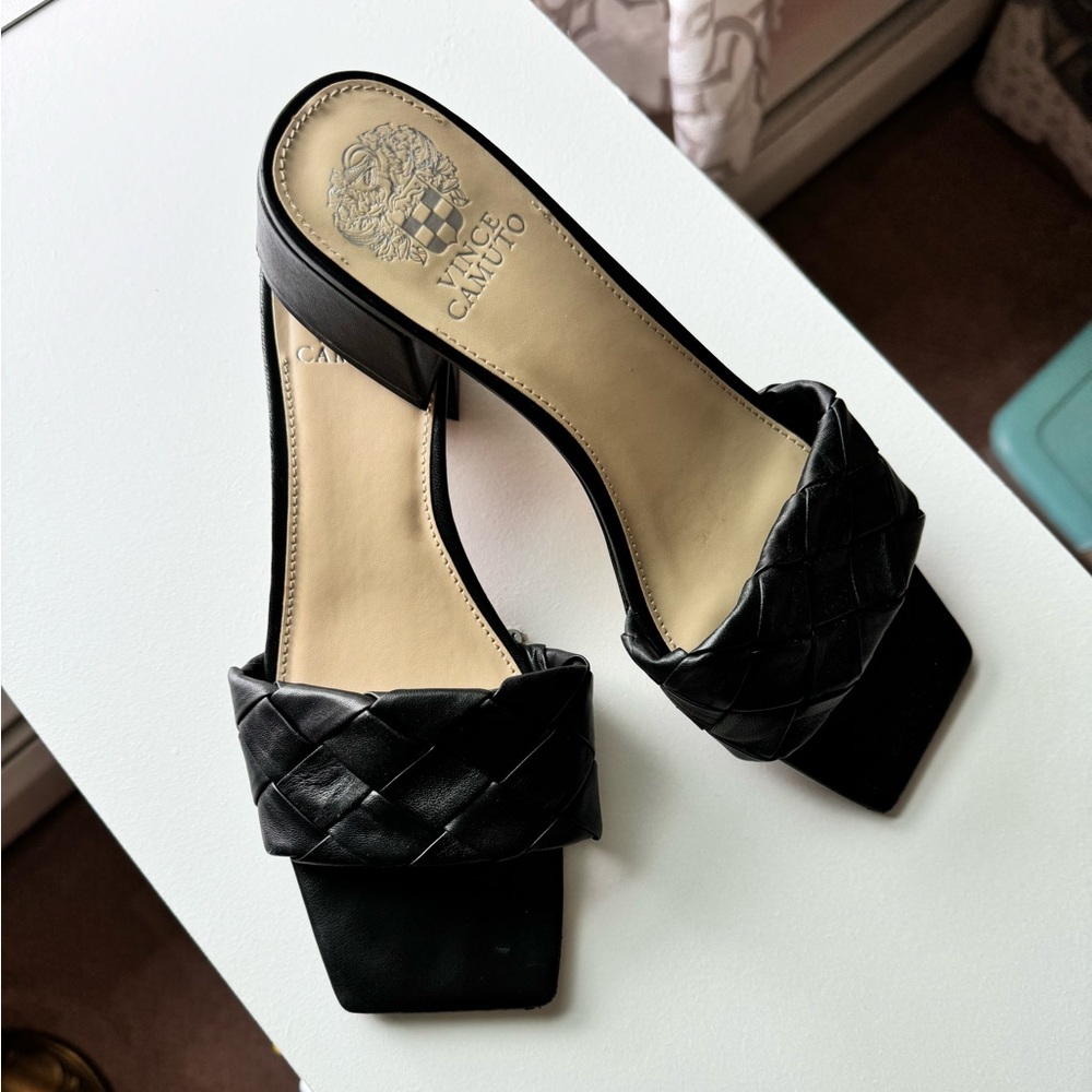 Vince Camuto black square toe sandals